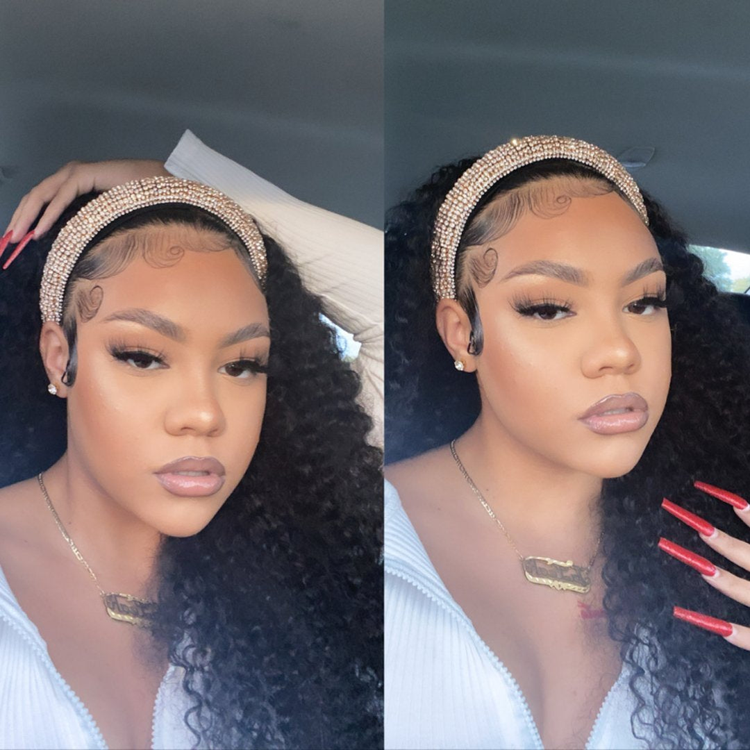 Kinky Curly Headband Wig Virgin Human Hair(Get Free Headband)