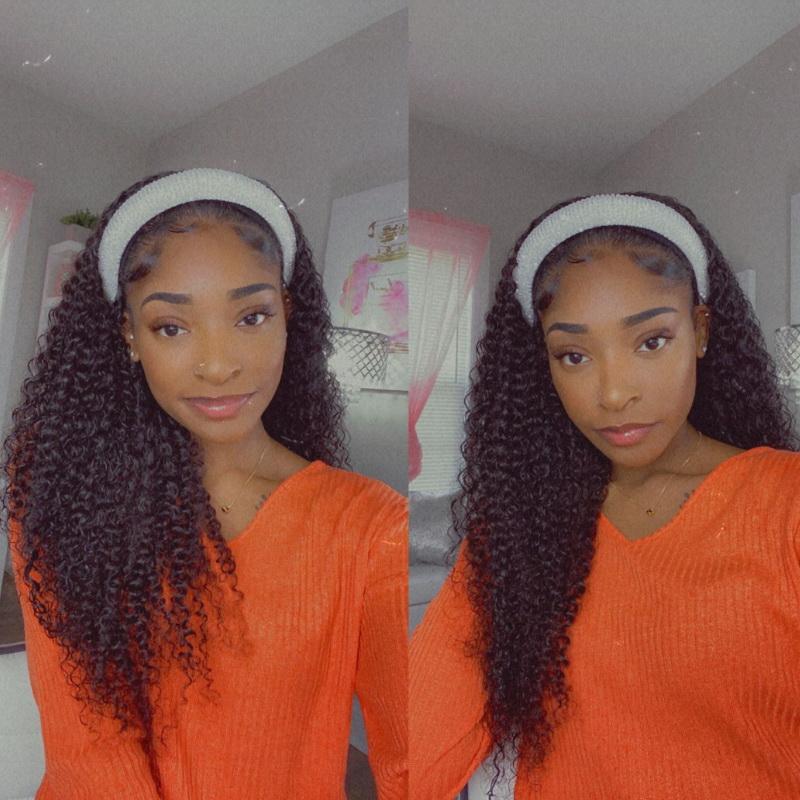 Kinky Curly Headband Wig Virgin Human Hair(Get Free Headband)