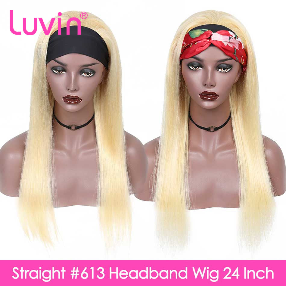 613 Blonde Headband Wig Straight Virgin Human Hair(Get Free Headband)