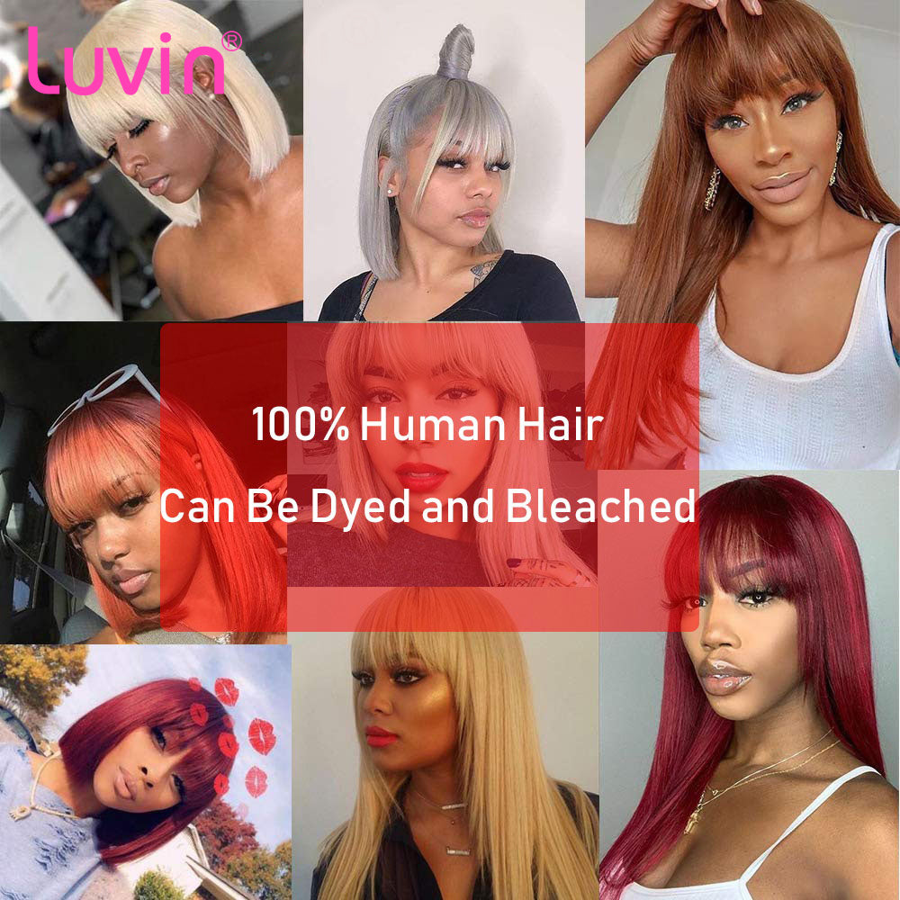 613 Blonde Bob Bang Wigs Virgin Human Hair