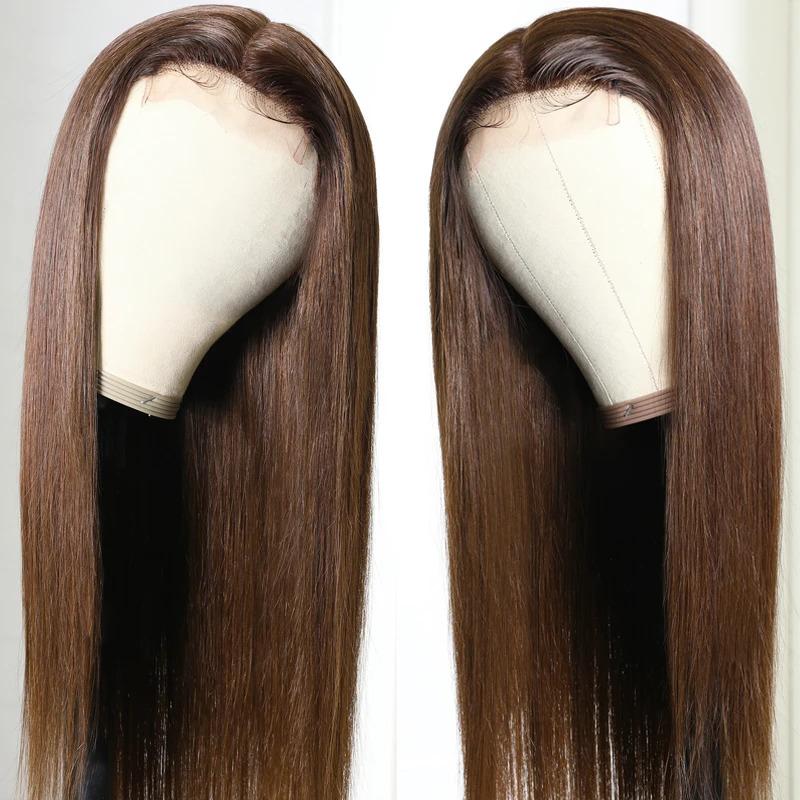 4x4 #4 Blonde Straight Human Hair Lace Front Wig