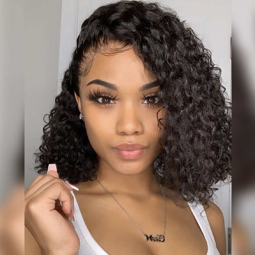 4x4 Curly Bob Wig Human Hair Wigs Deep Wave