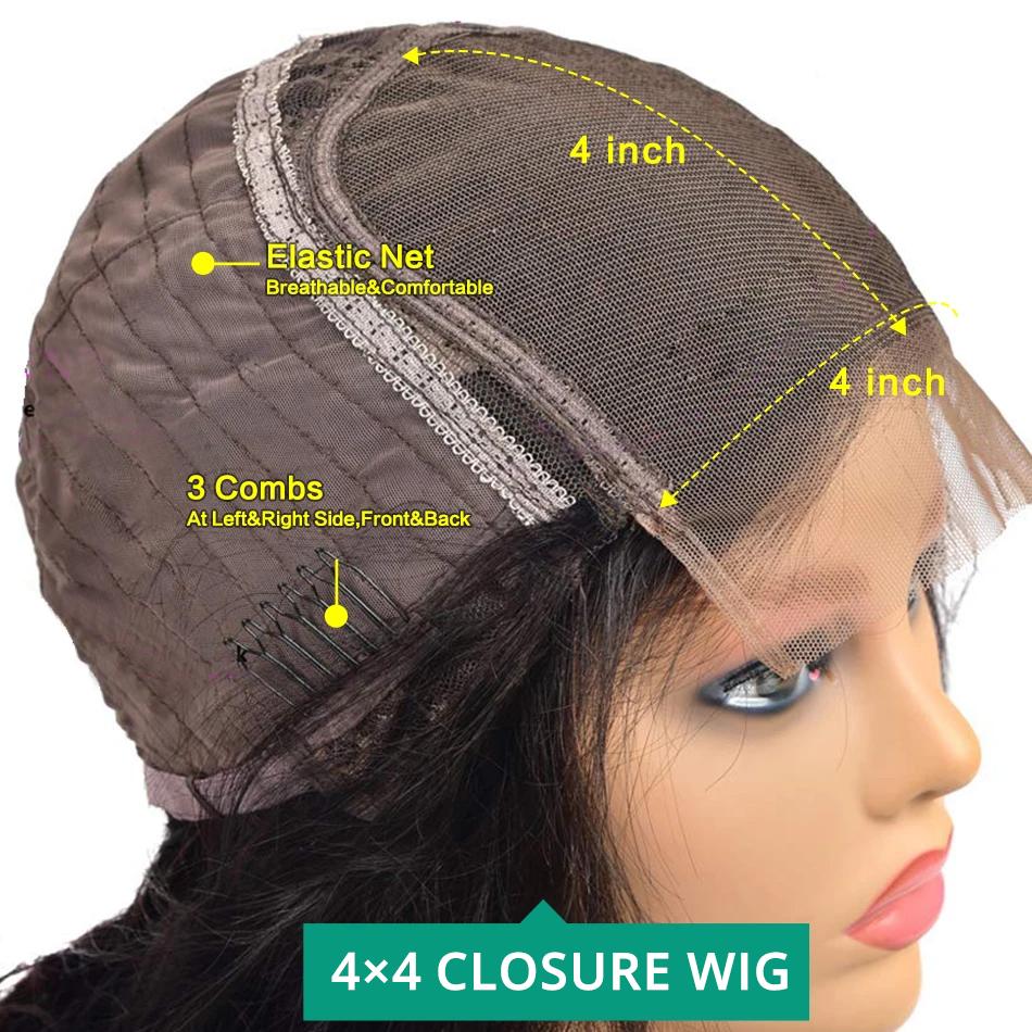 4x4 Lace Front Human Hair Closure  Wigs Body Wave