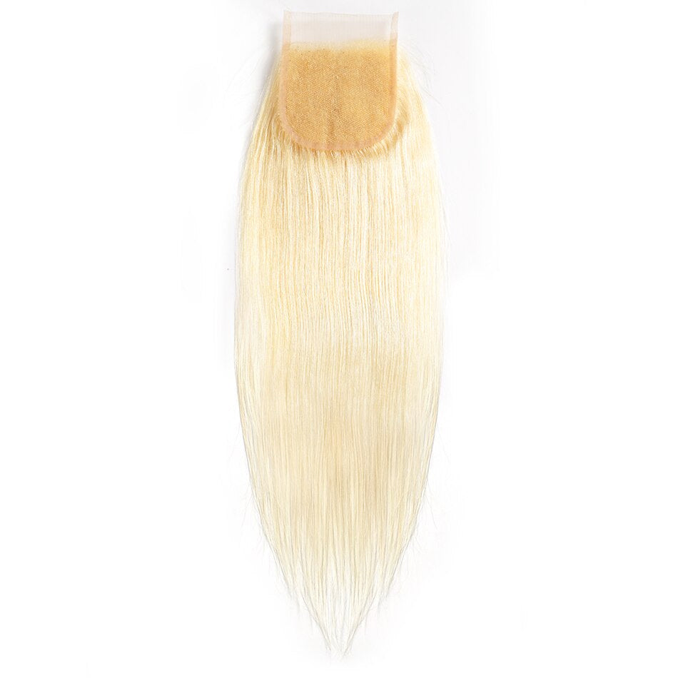 4X4 Human blonde hair lace closure #613 straight
