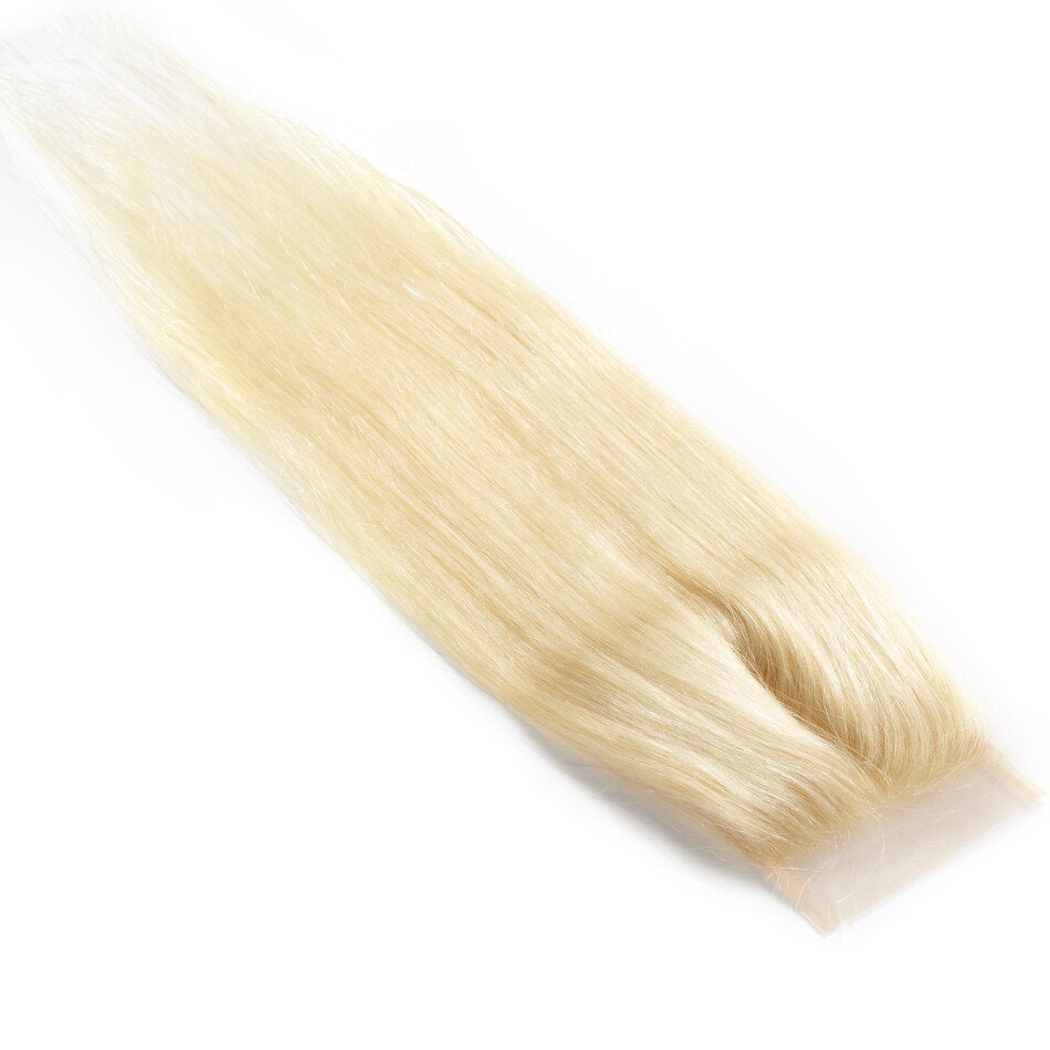 4X4 Human blonde hair lace closure #613 straight