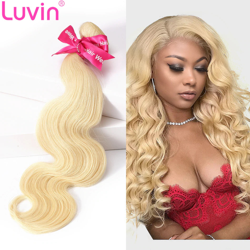 Human Virgin Blonde Hair #613 Natural Body wave