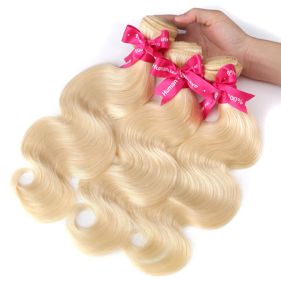 Human Virgin Blonde Hair #613 Natural Body wave