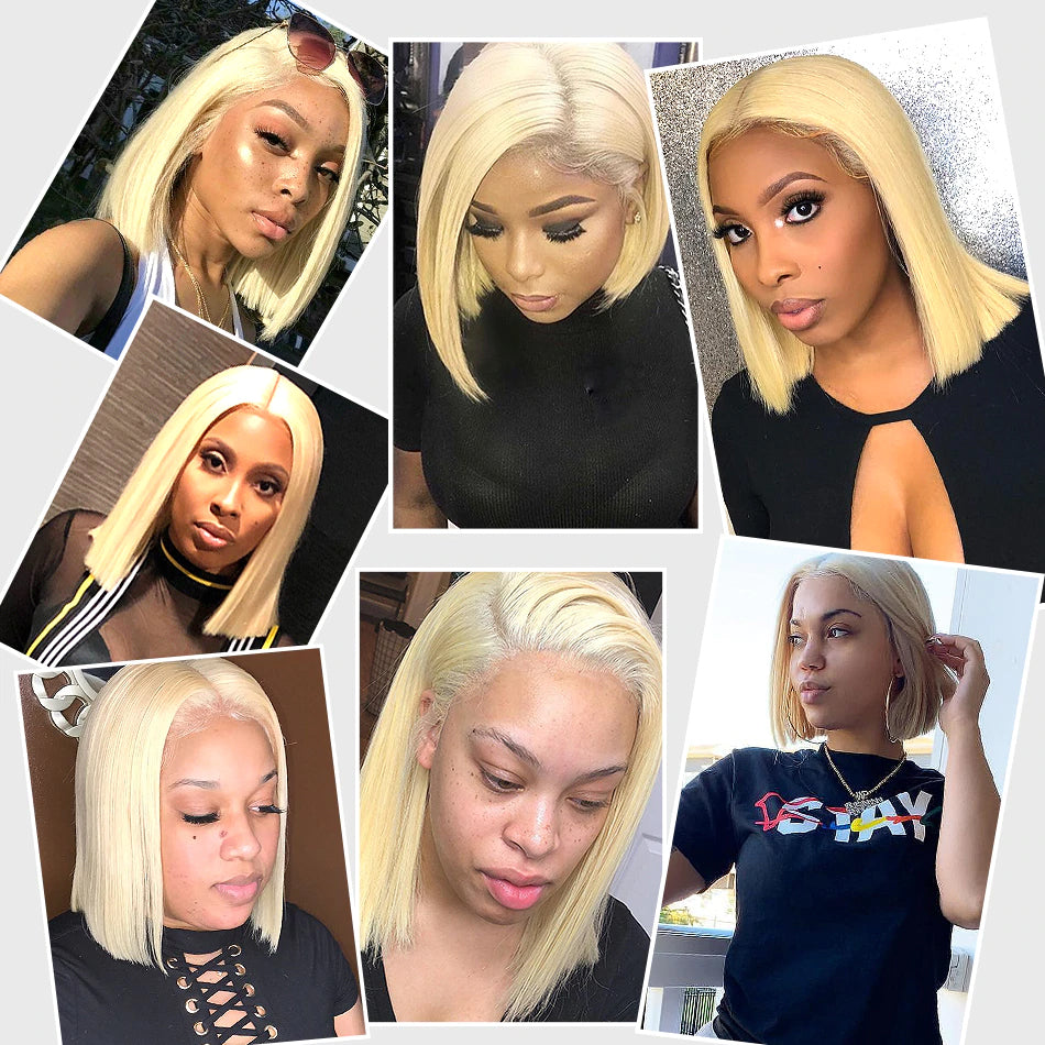 Color#613 blonde bob wig silky blunt cut straight