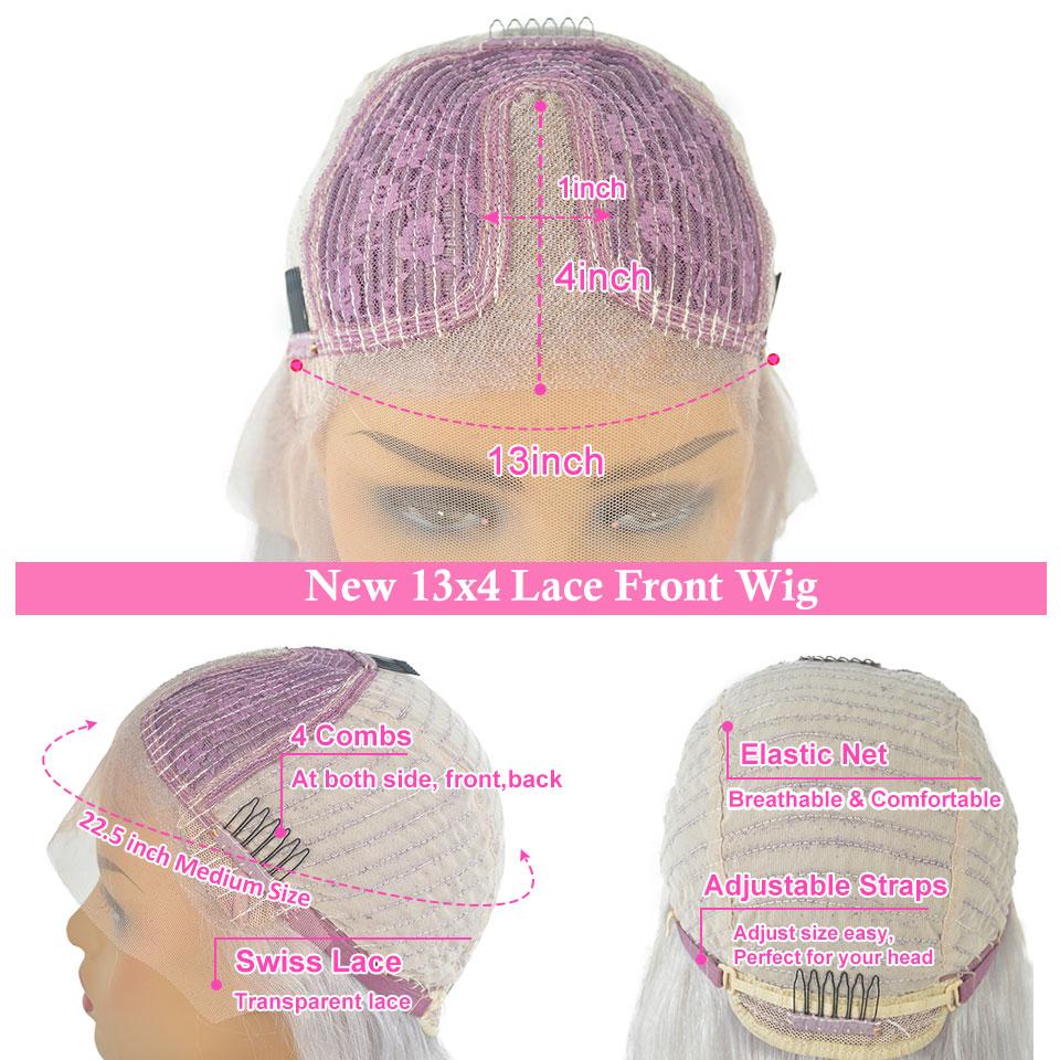 T Part Grey Virgin Hair Straight Lace Frontal Wig