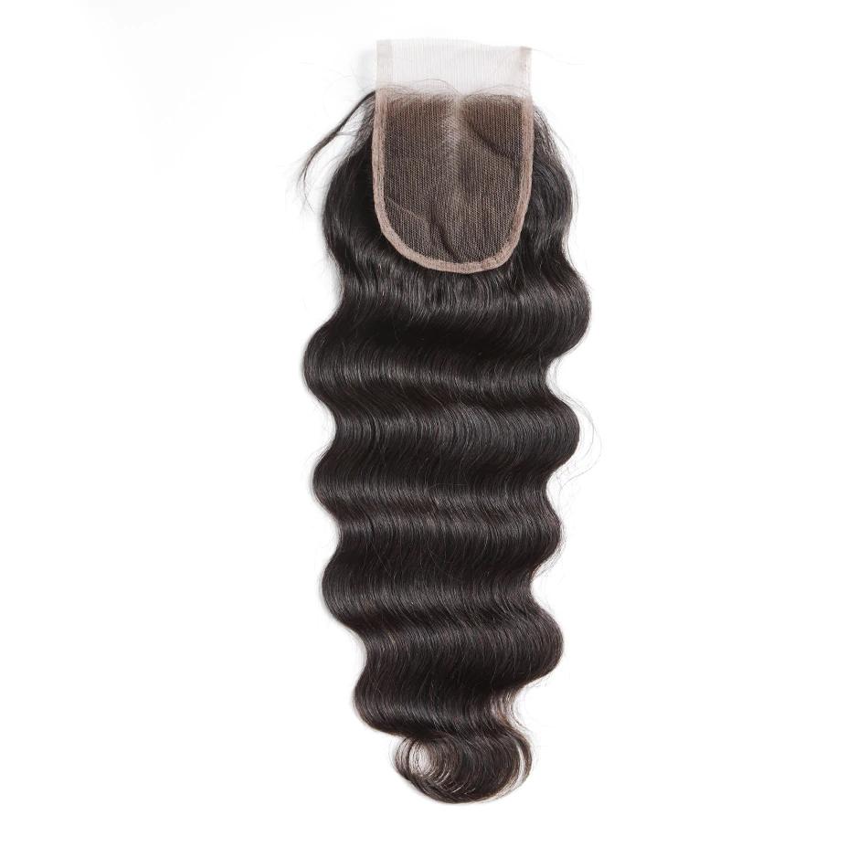 4X4 100% human hair lace closure body wave