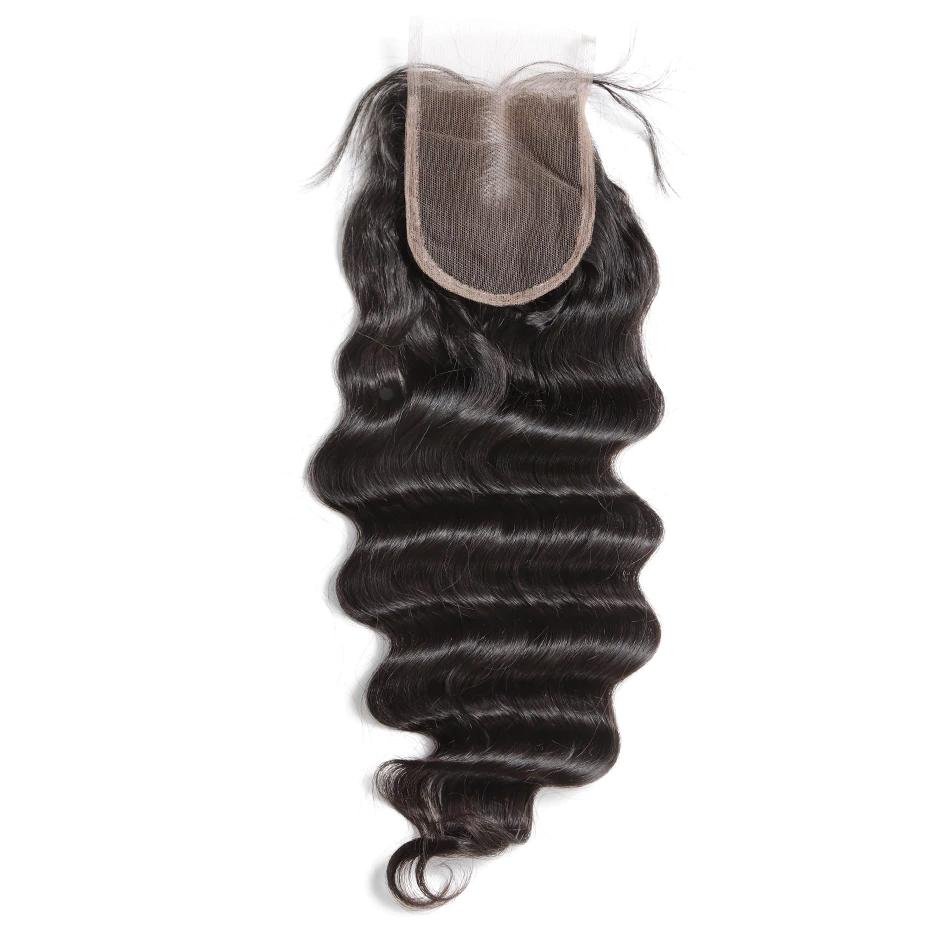 4X4 100% human hair lace closure loose wave