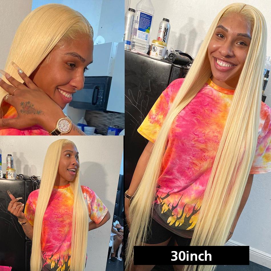 T Part Blonde Hair Lace Front Wig Virgin Human Hair #613 Lace Wig