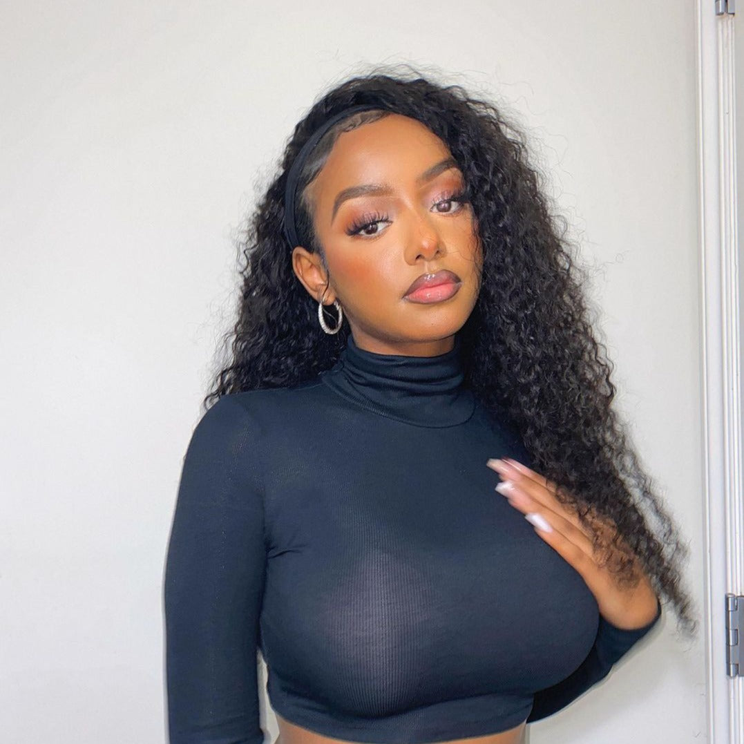 Pre plucked frontal lace wig deep curly