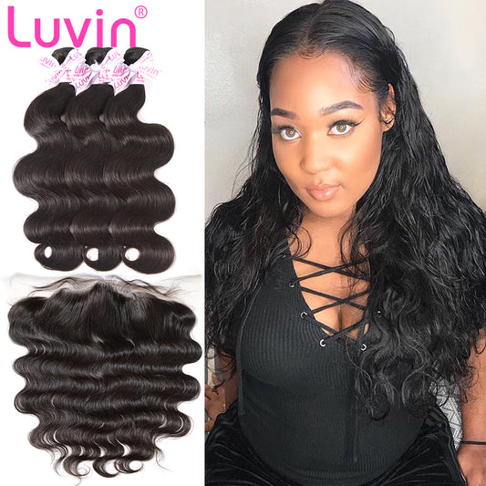 7A 3 Bundles Hair Weave Brazilian Hair With Lace Frontal Body wave