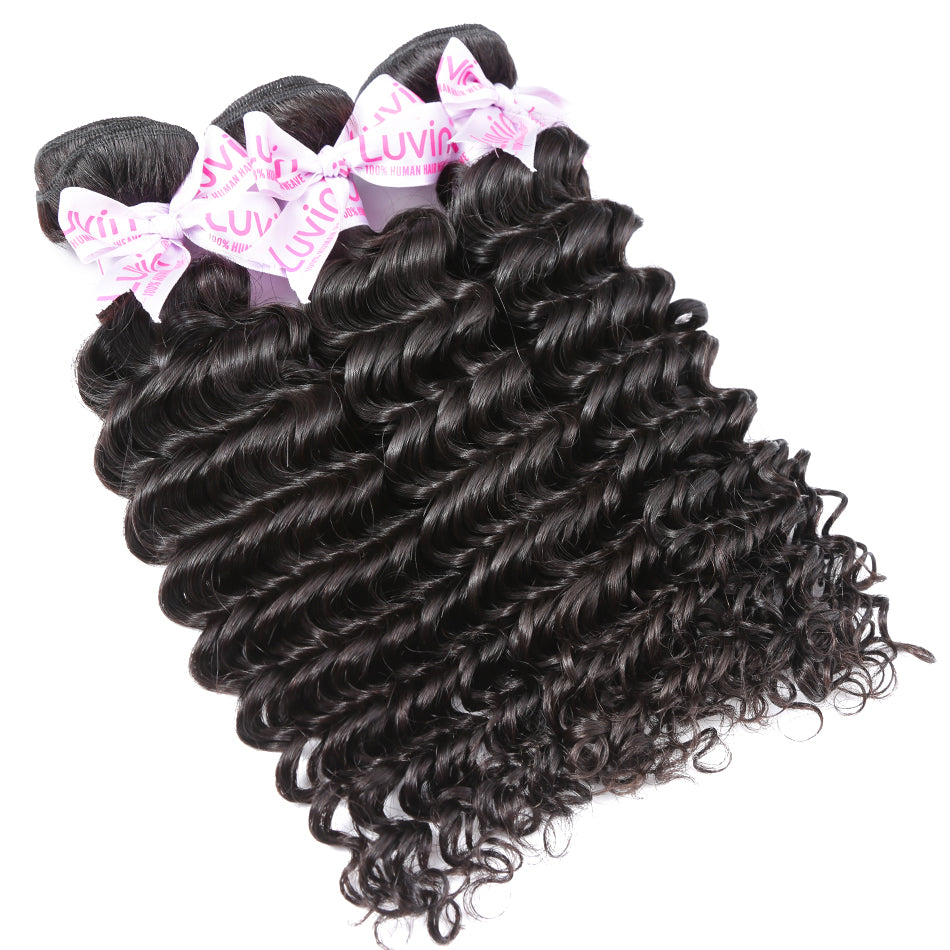 7A 3 Bundles Hair Weave Brazilian Hair With Lace Frontal Deep curly
