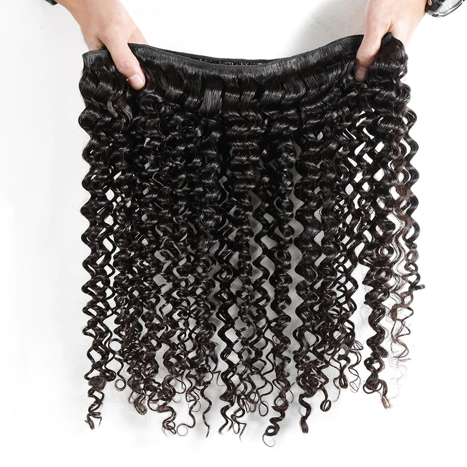 7A 3 Bundles Hair Weave Brazilian Hair With Lace Frontal Deep curly
