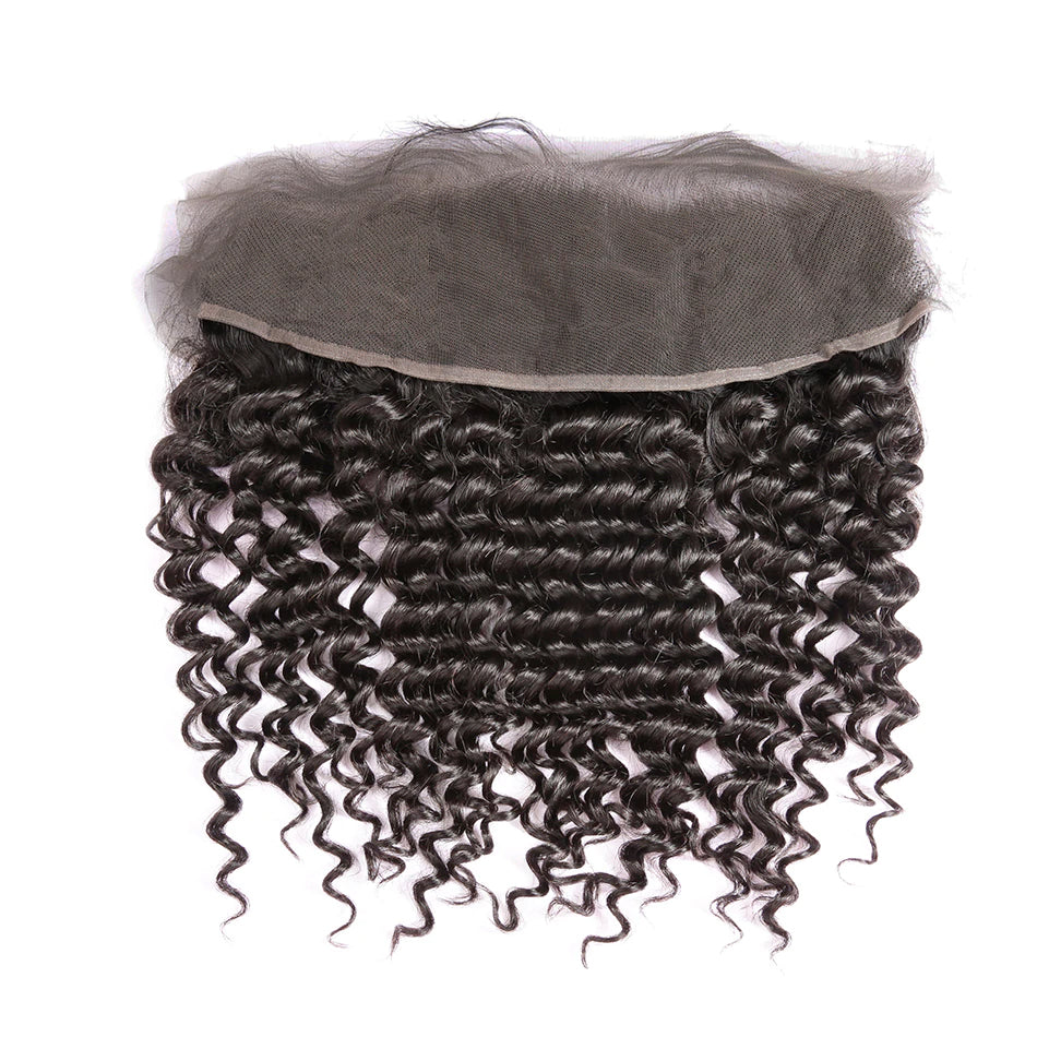 7A 3 Bundles Hair Weave Brazilian Hair With Lace Frontal Deep curly