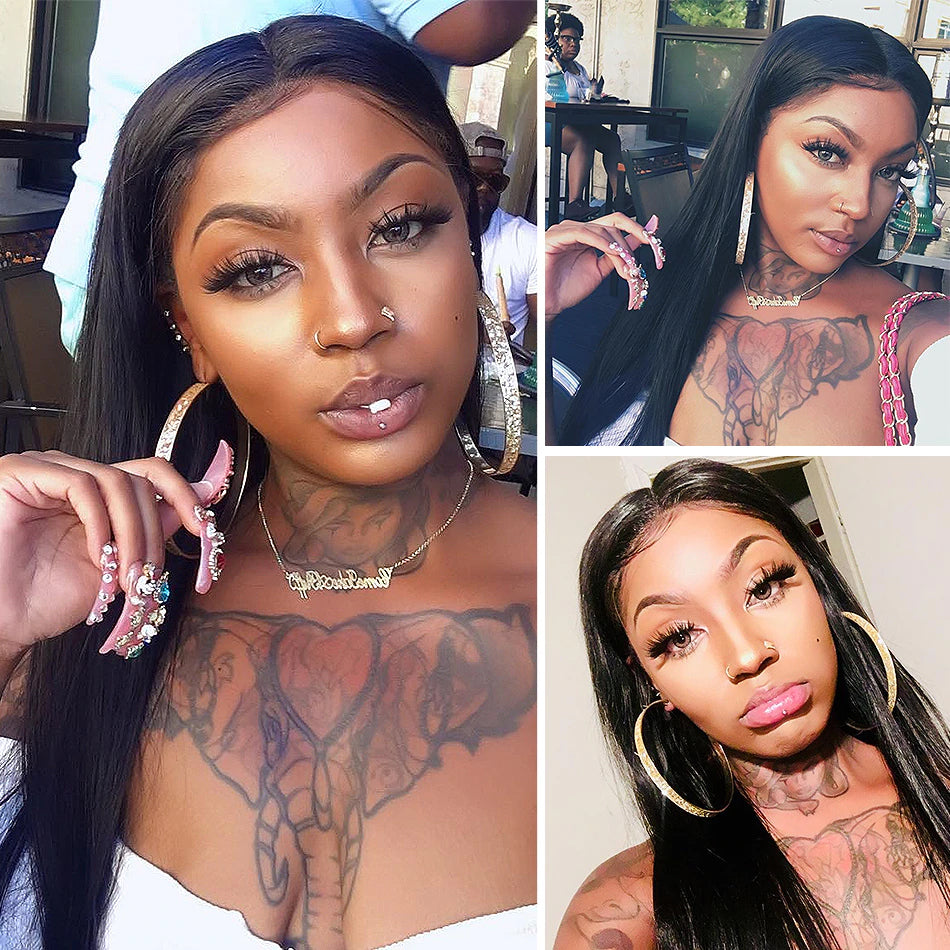 7A 3 Bundles Hair Weave Brazilian Hair With Lace Frontal Straight
