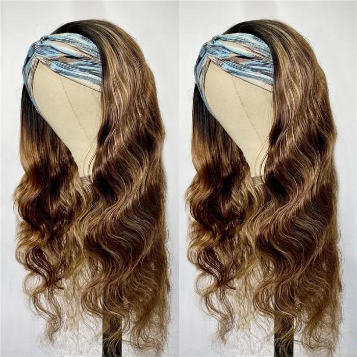 #1B/412 Ombre Color Body Wave Headband Wigs Virgin Human Hair(Get Free Headband)