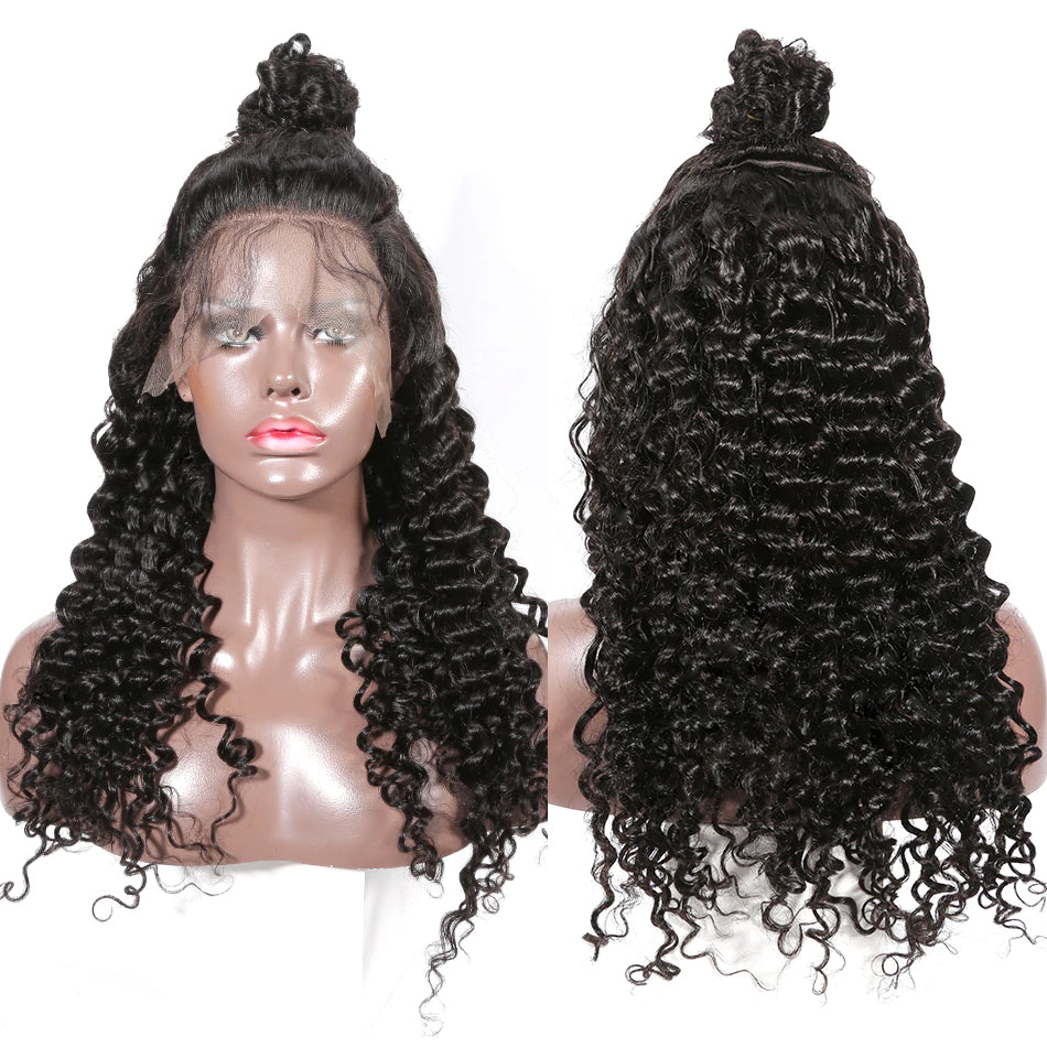 Pre plucked frontal lace wig deep curly