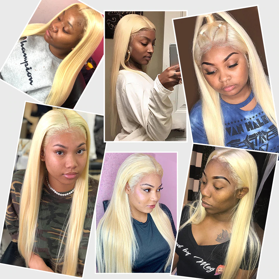 Color#613 blonde human hair lace front wig, pre plucked