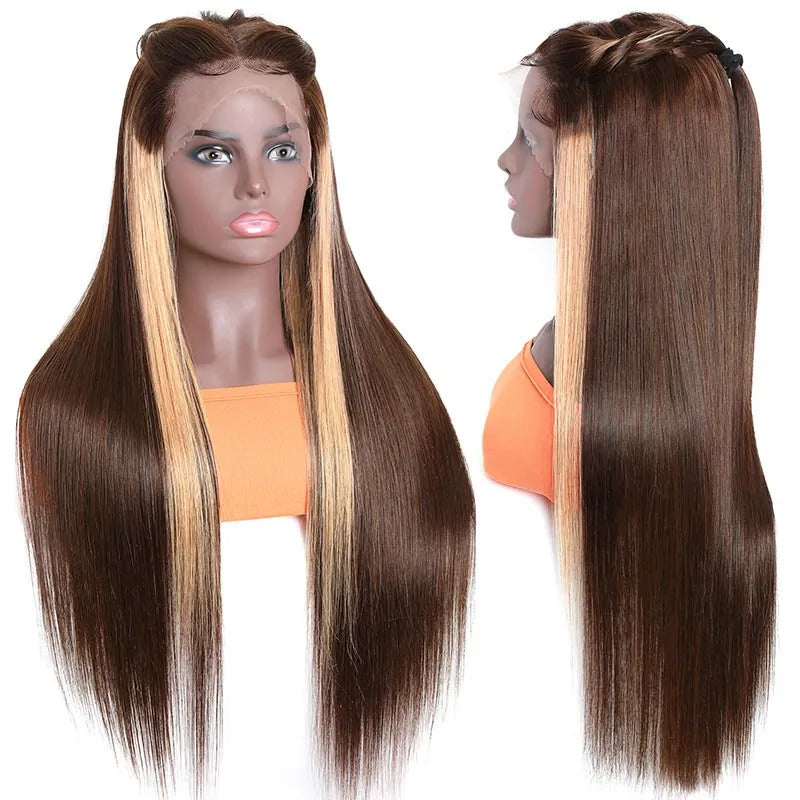 4x4 #4/30 Mix Color Straight Human Hair Lace Front Wig