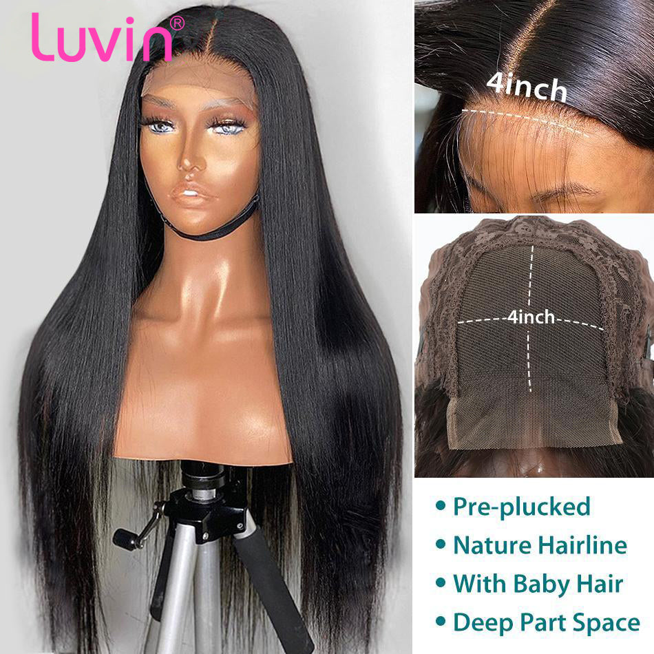 4x4 Lace Front Human Hair Closure Wigs Straight