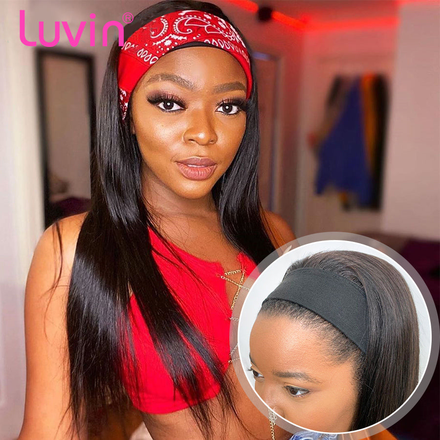 Straight Headband Wig Virgin Human Hair(Get Free Headband)