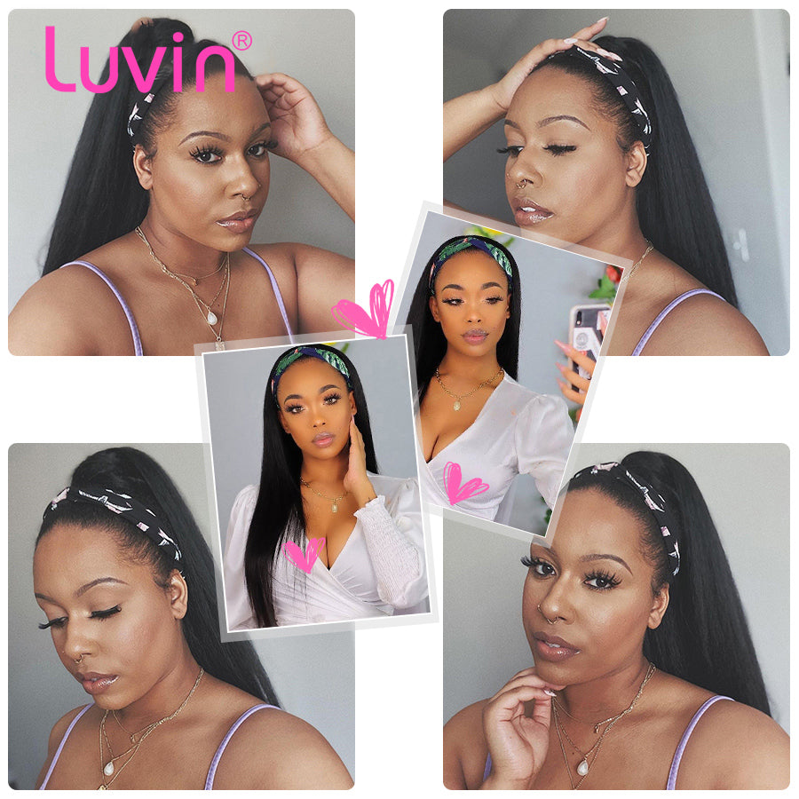 Straight Headband Wig Virgin Human Hair(Get Free Headband)