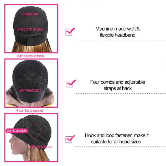 #1B/412 Ombre Color Body Wave Headband Wigs Virgin Human Hair(Get Free Headband)