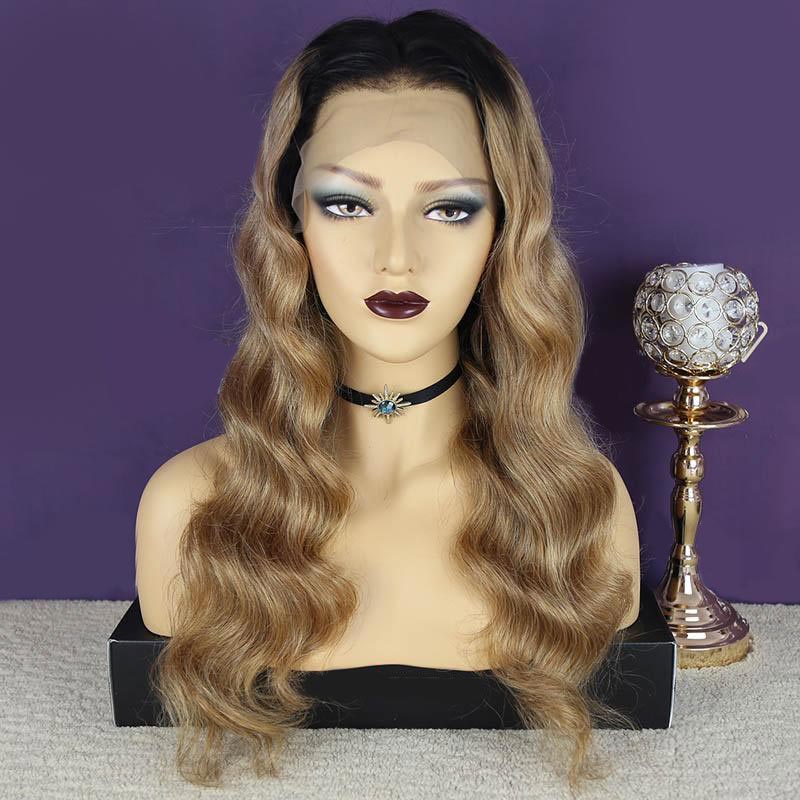 Ombre Honey Blonde Body Wave Lace Front Wig Virgin Human Hair