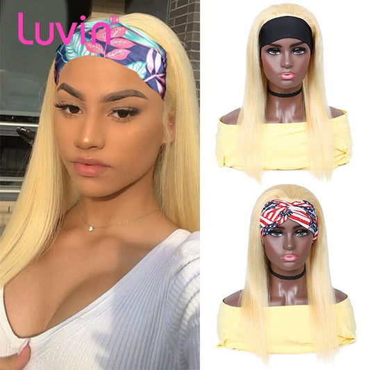 613 Blonde Headband Wig Straight Virgin Human Hair(Get Free Headband)