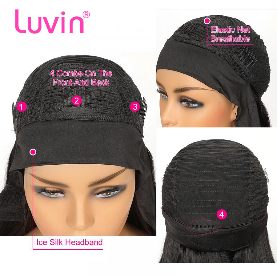 Water Wave Headband Wig Virgin Human Hair(Get Free Headband)