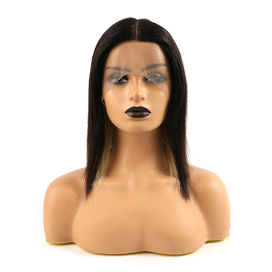 Highlight Mix Color Bob Wig Ombre Human Hair Silky Blunt Cut