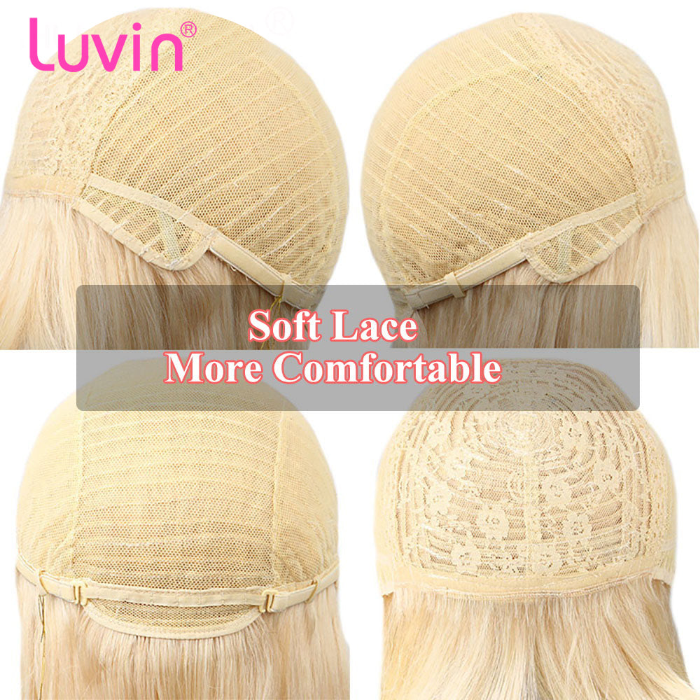 613 Blonde Bob Bang Wigs Virgin Human Hair