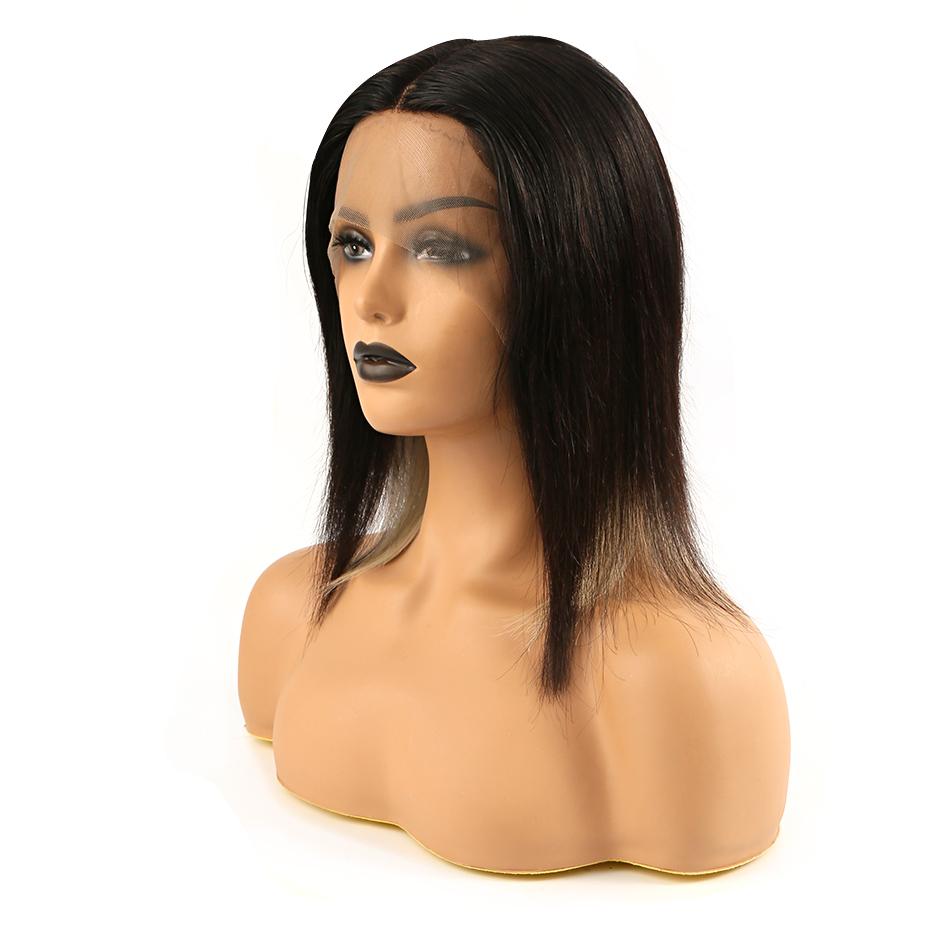 Highlight Mix Color Bob Wig Ombre Human Hair Silky Blunt Cut
