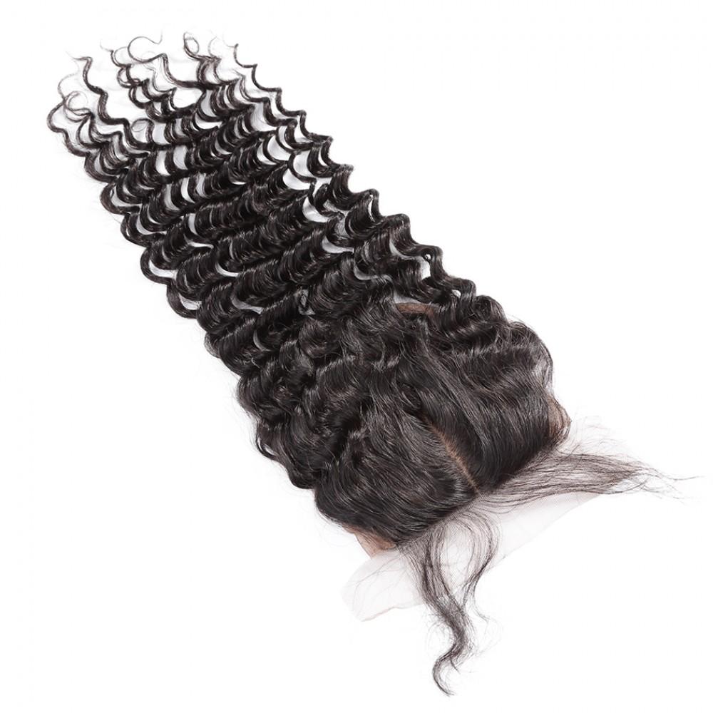 4X4 Silk Base Closure Brazilian Hair Deep wave