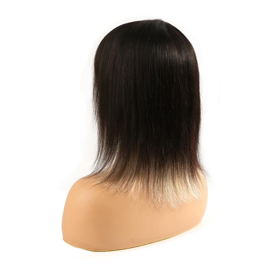 Highlight Mix Color Bob Bang Wig Ombre Human Hair Silky Blunt Cut