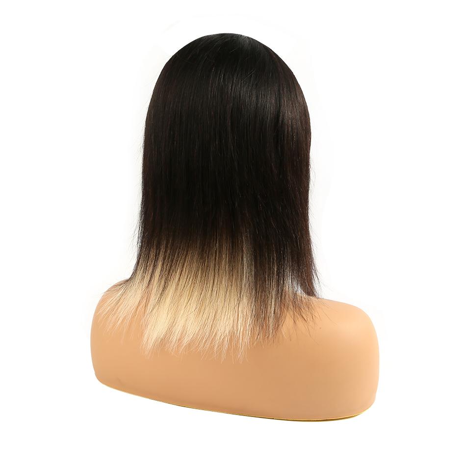 Highlight Mix Color Bob Wig Ombre Human Hair Silky Blunt Cut