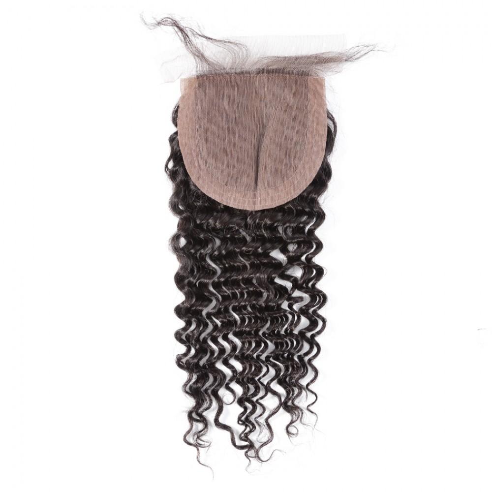 4X4 Silk Base Closure Brazilian Hair Deep wave