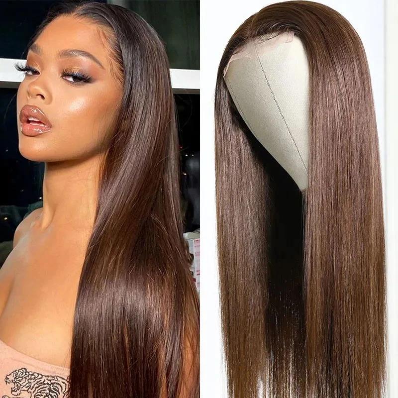 4x4 #4 Blonde Straight Human Hair Lace Front Wig