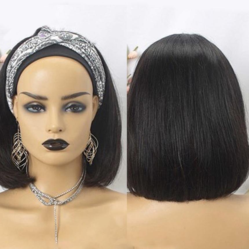 Throw On & Go | Headband Bob Wig Straight Virgin Human Hair(Get Free Headband)