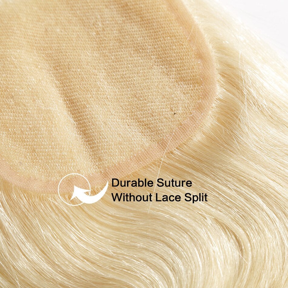 4X4 Human blonde hair lace closure #613 body wave