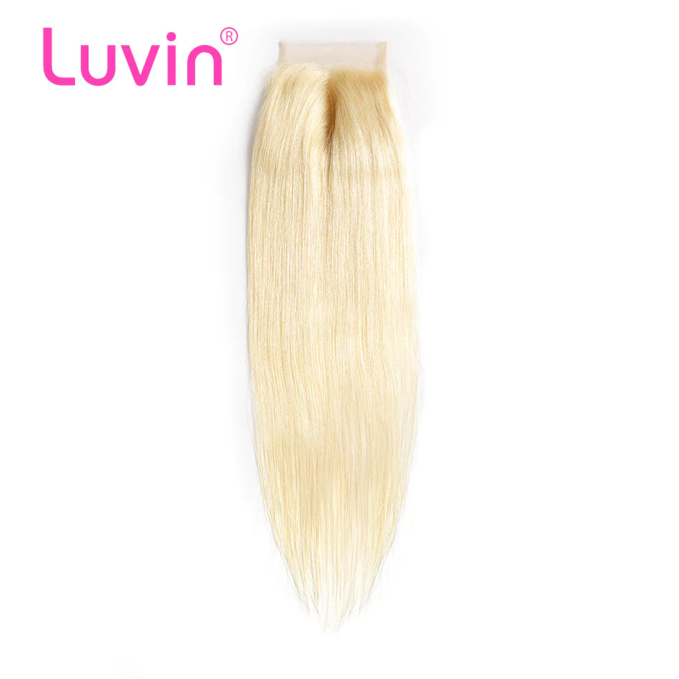 4X4 Human blonde hair lace closure #613 straight