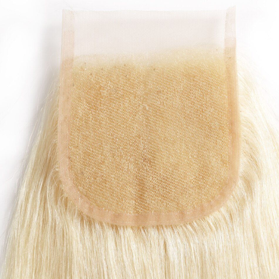 4X4 Human blonde hair lace closure #613 straight