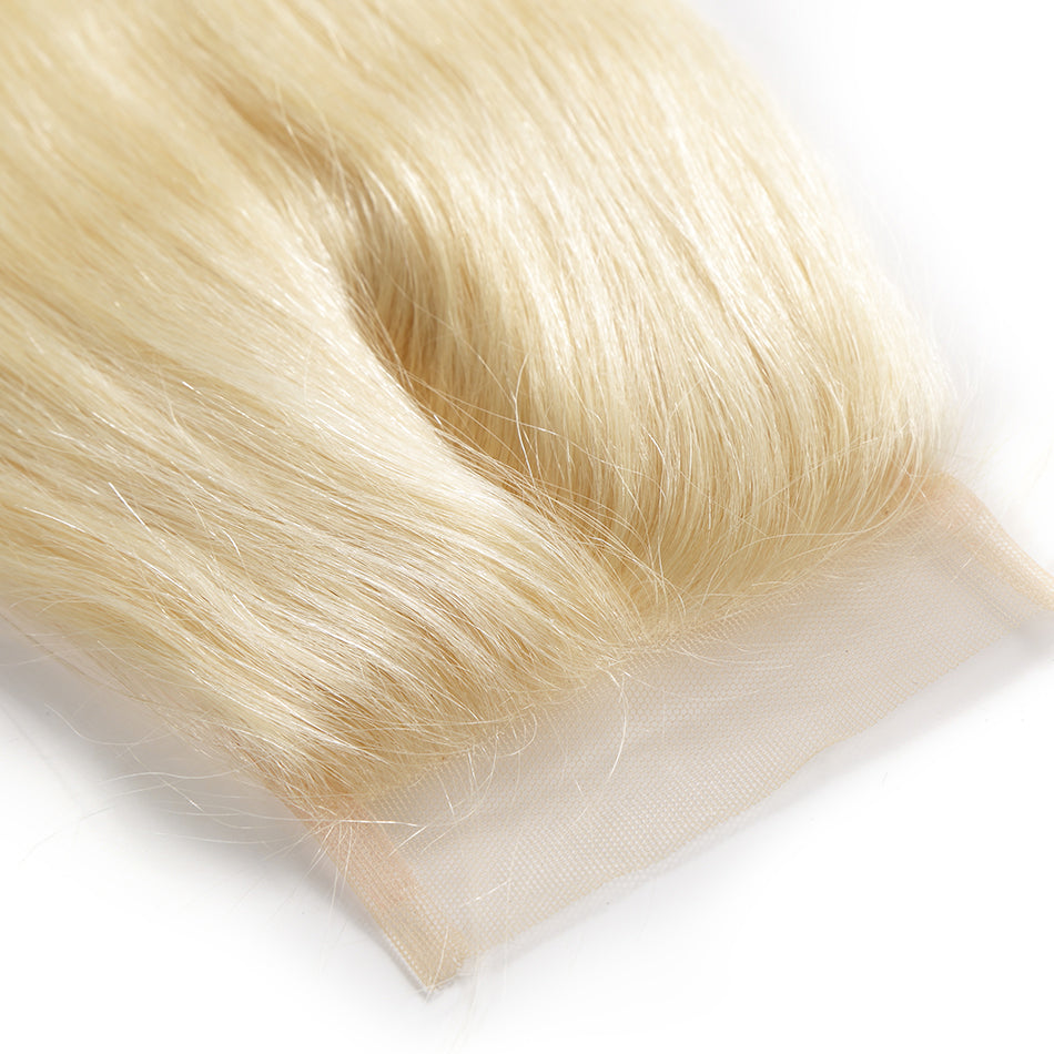4X4 Human blonde hair lace closure #613 straight