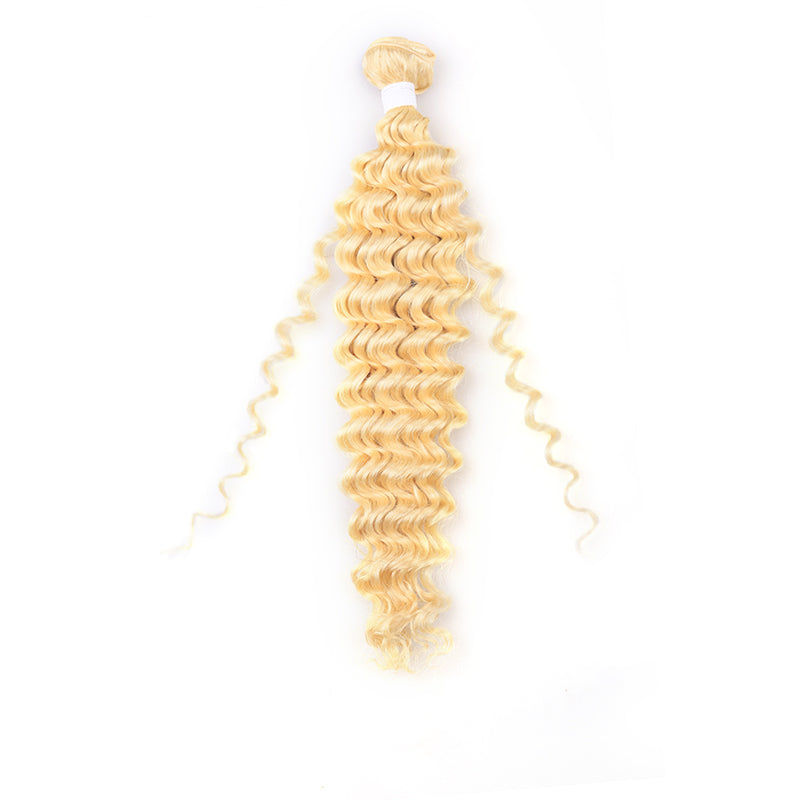 human Virgin blonde hair #613 natural deep wave 4-5 bundles