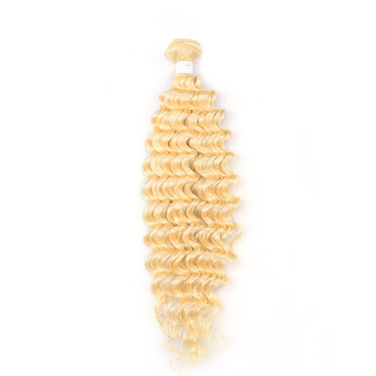 human Virgin blonde hair #613 natural deep wave 1-3 bundles