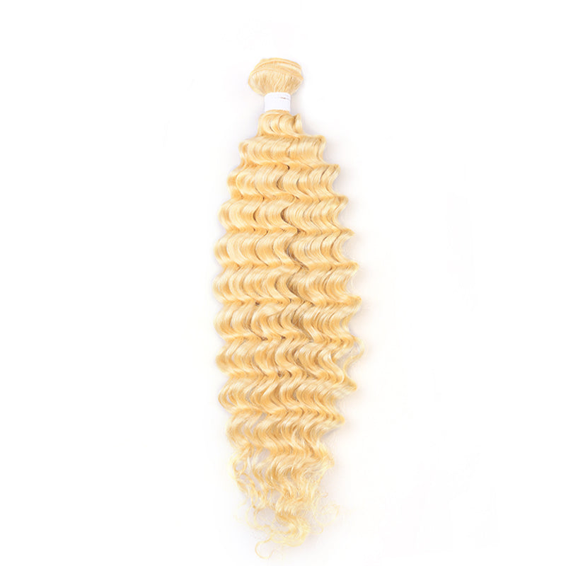 human Virgin blonde hair #613 natural deep wave 4-5 bundles