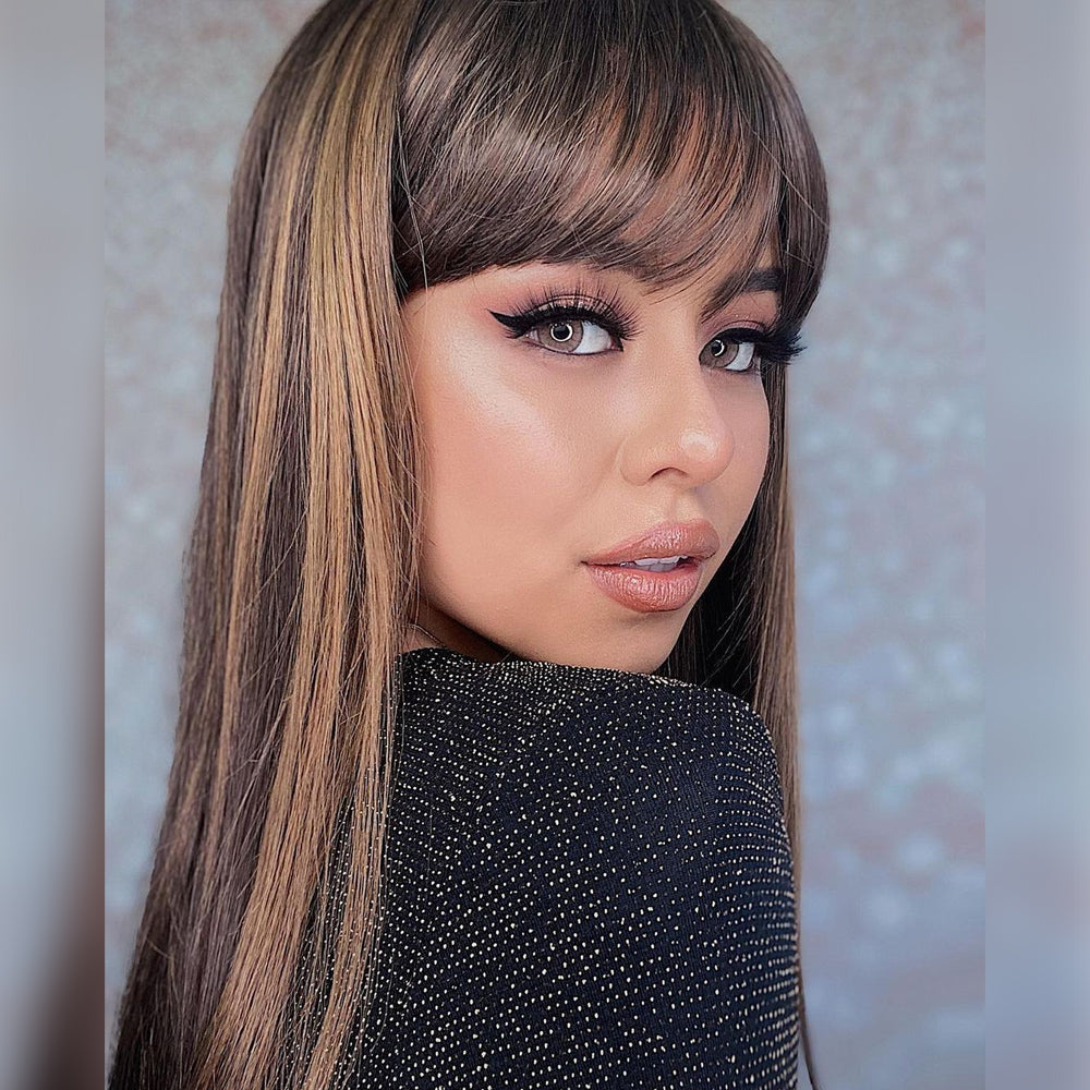 Balayage Color Highlights Glueless Wig With Band